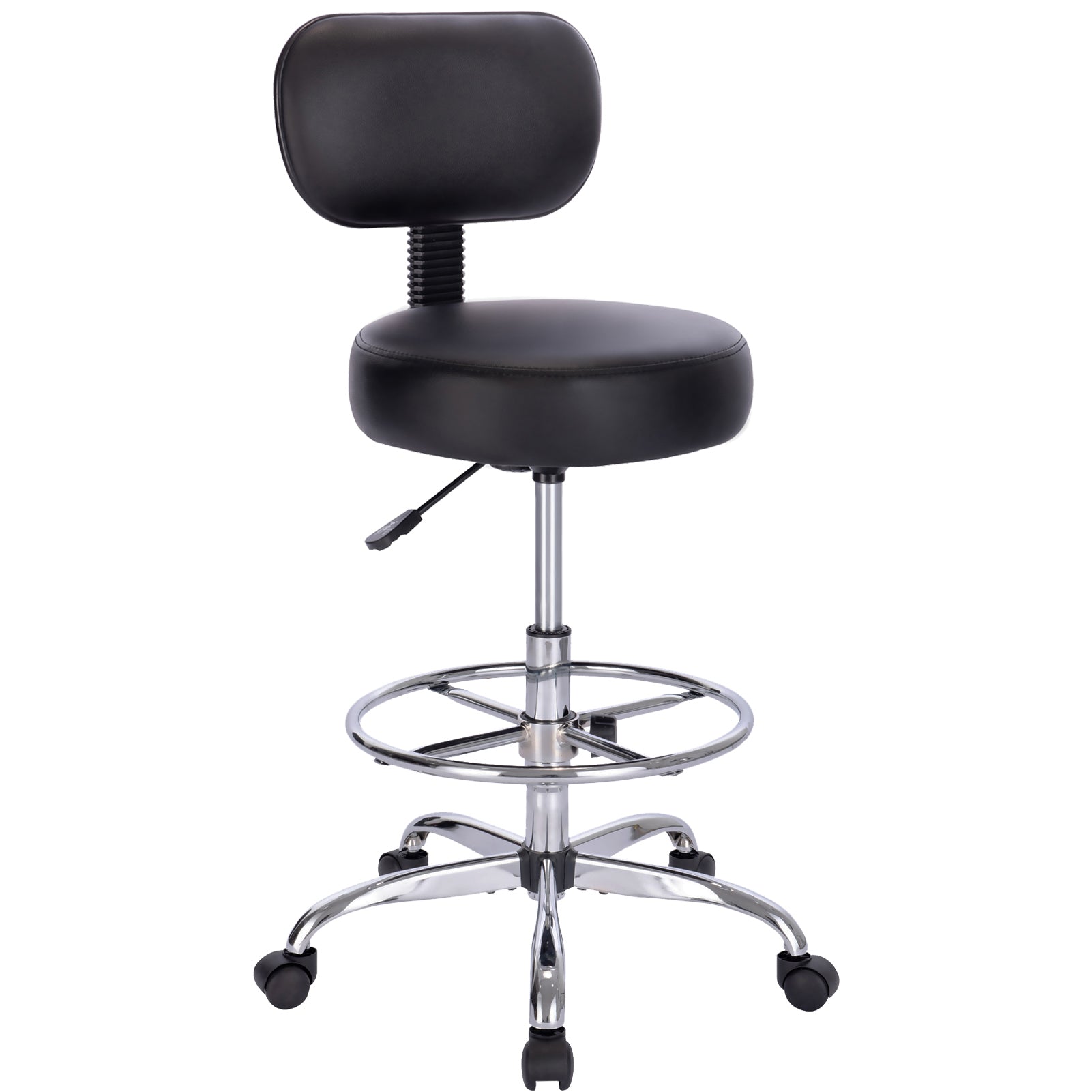 SUPERJARE Drafting Chair with Back, Adjustable Foot Rest Rolling Stool