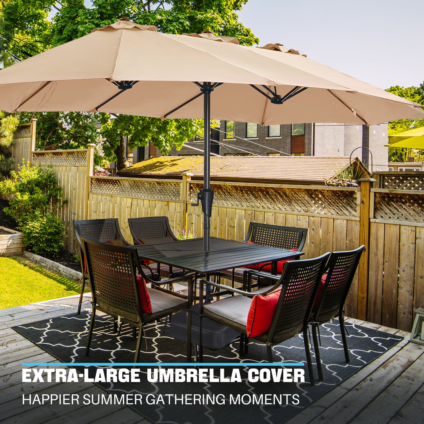 SUPERJARE 13FT Umbrella Outdoor Patio, Double sided Pool Umbrellas with Fade Resistant Canopy, Large Table Umbrella for Deck, Market, Backyard - Beige