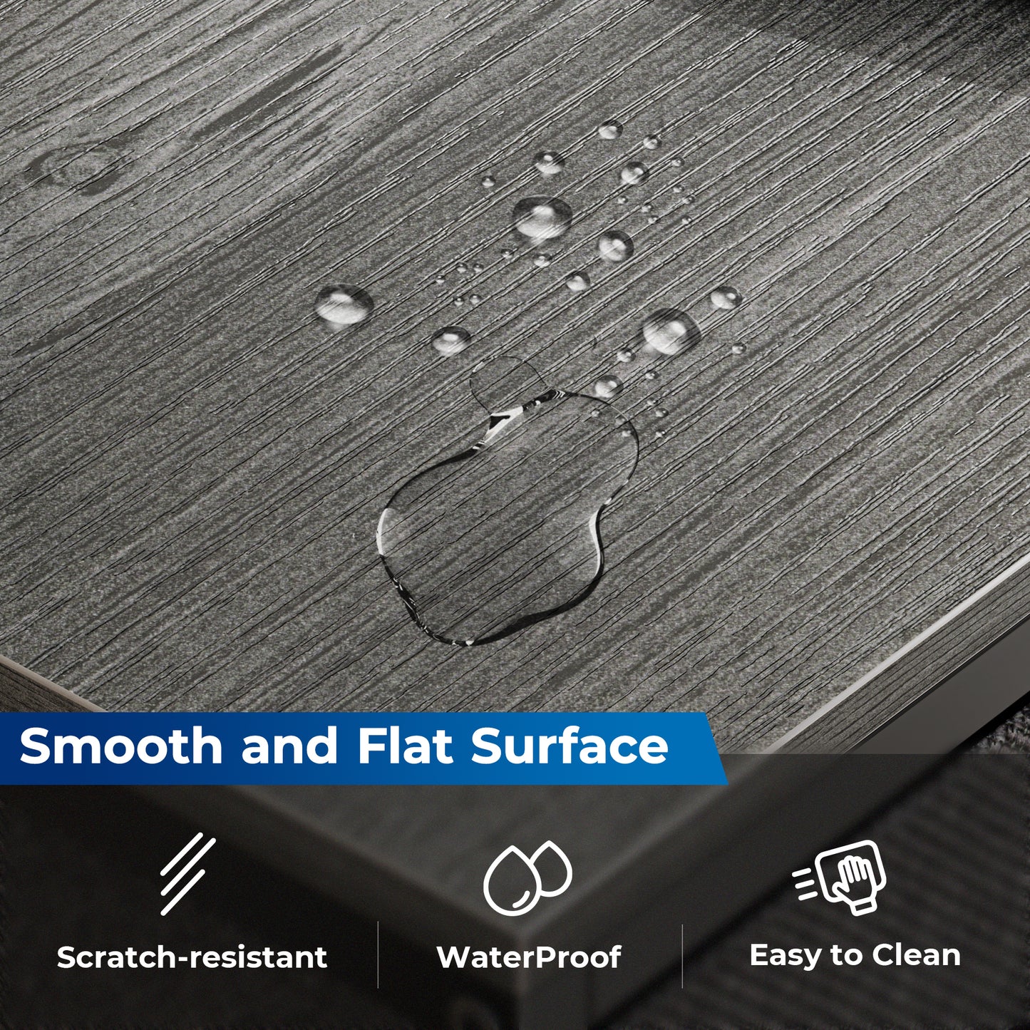 SUPERJARE 53 Inch L Shaped Desk with LED Lights & Power Outlets, Reversible Computer Desk with Shelves & Drawer, Corner Desk Home Office Desk, Grey