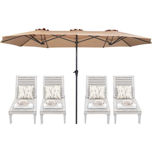 SUPERJARE 13FT Umbrella Outdoor Patio, Double sided Pool Umbrellas with Fade Resistant Canopy, Large Table Umbrella for Deck, Market, Backyard - Beige