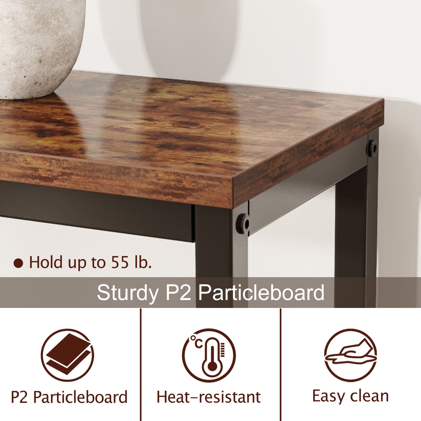SUPERJARE 63’’ Narrow Entryway Table, Console Table, Vintage Brown, 7928Z