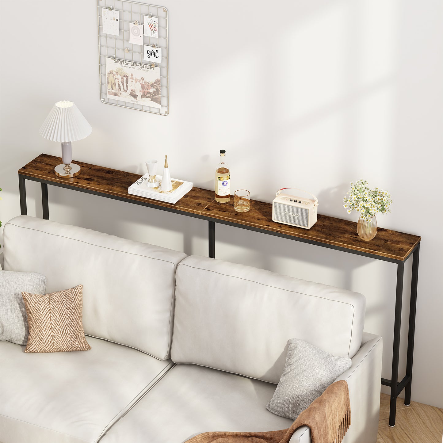 SUPERJARE 70.8 Inch Console Table, Entryway Table, Vintage Brown, 7942Z