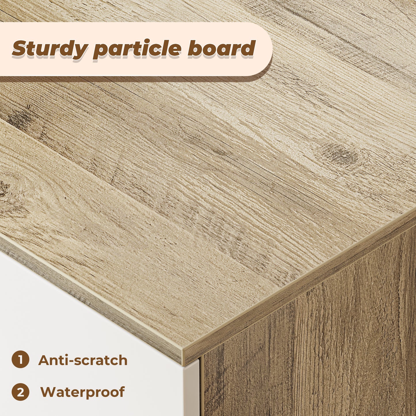 SUPERJARE TV Stand for 55 Inch TV, Entertainment Center with Adjustable Shelf, 2 Cabinets, TV Console Table, Media Console, Solid Wood Feet, Cord Holes, Gray and White