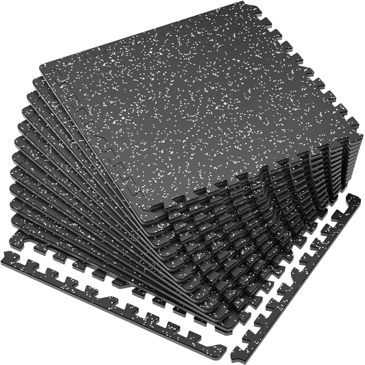 SUPERJARE Gym Flooring for Home Gym, 12 Pcs Interlocking Floor Mats - 9602BT