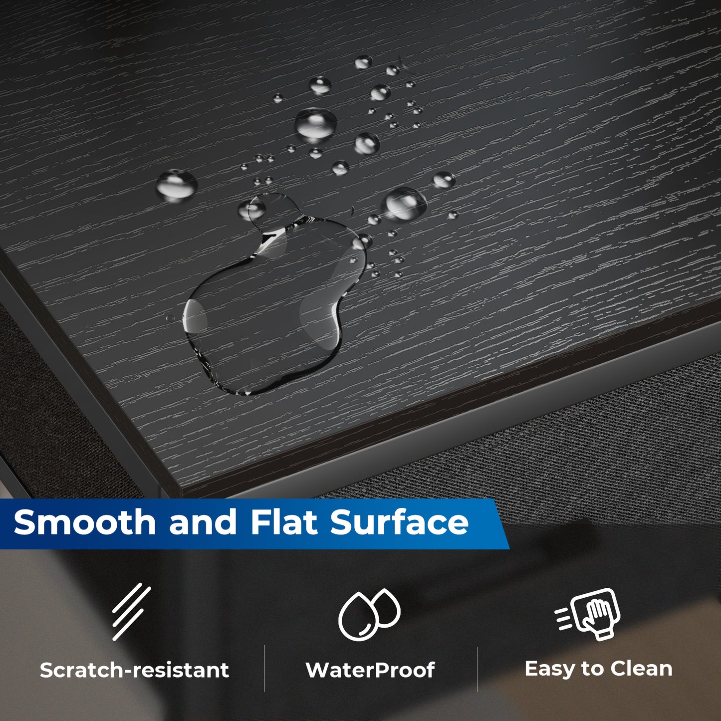 SUPERJARE 53 Inch L Shaped Desk with LED Lights & Power Outlets, Reversible Computer Desk with Shelves & Drawer, Corner Desk Home Office Desk, Black