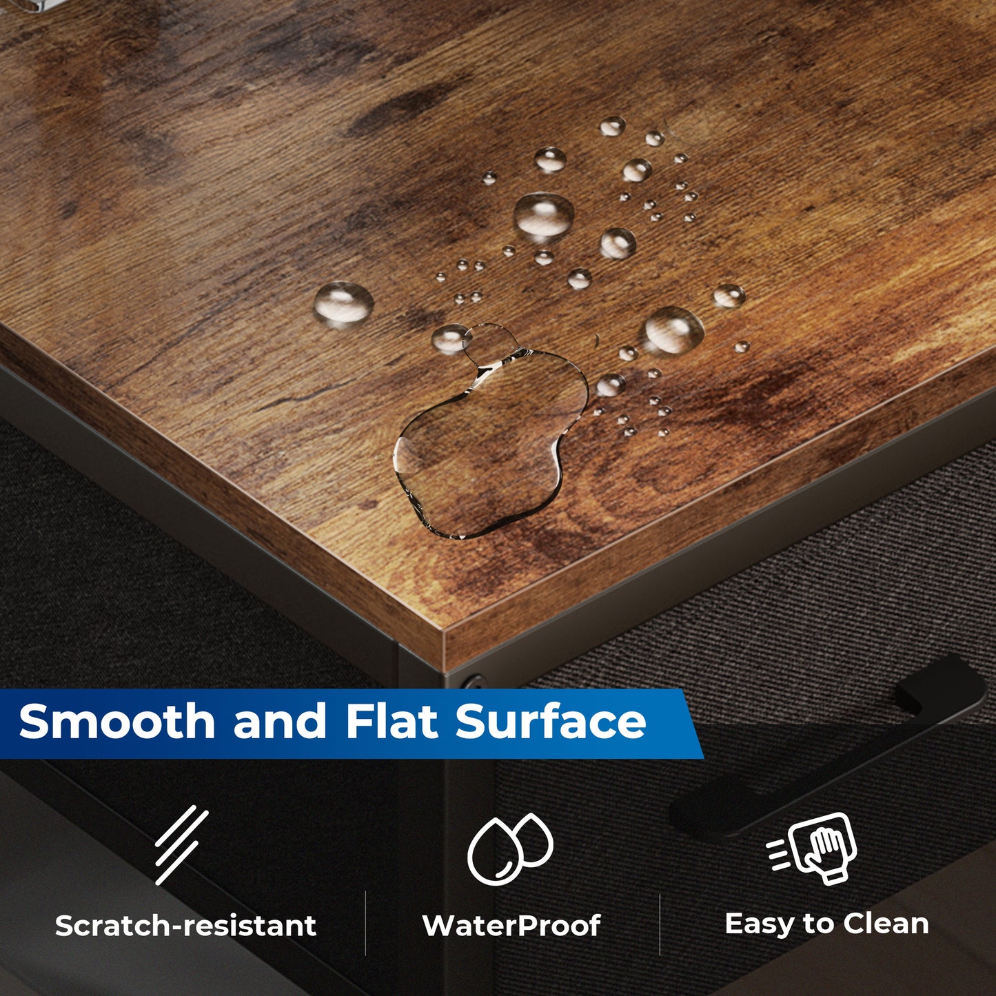 SUPERJARE 53 Inch L Shaped Desk with LED Lights & Power Outlets, Reversible Computer Desk with Shelves & Drawer, Corner Desk Home Office Desk, Rustic Brown