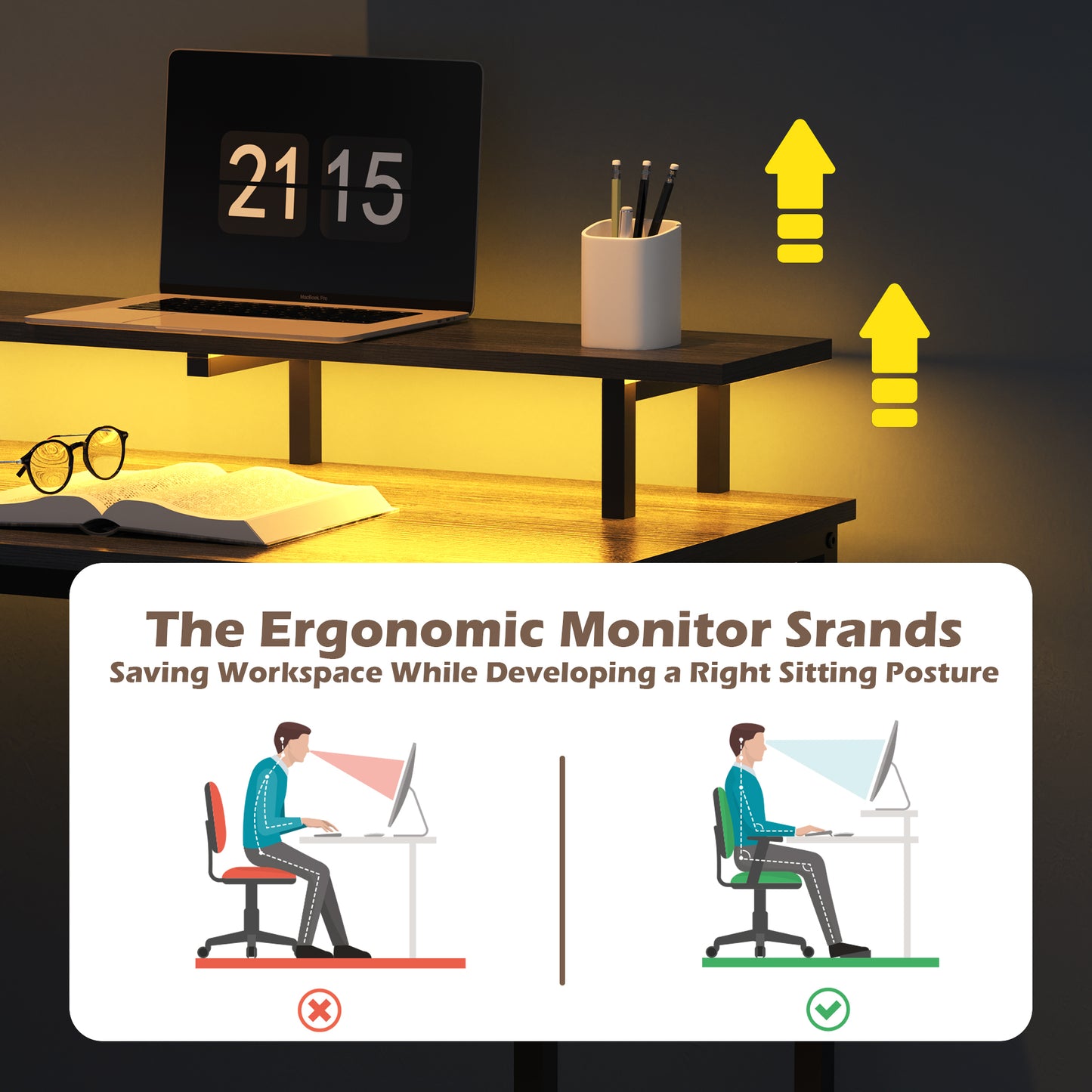 SUPERJARE L Shaped Gaming Desk with Power Outlets & LED Lights, Computer Desk, Gray, 7933HC