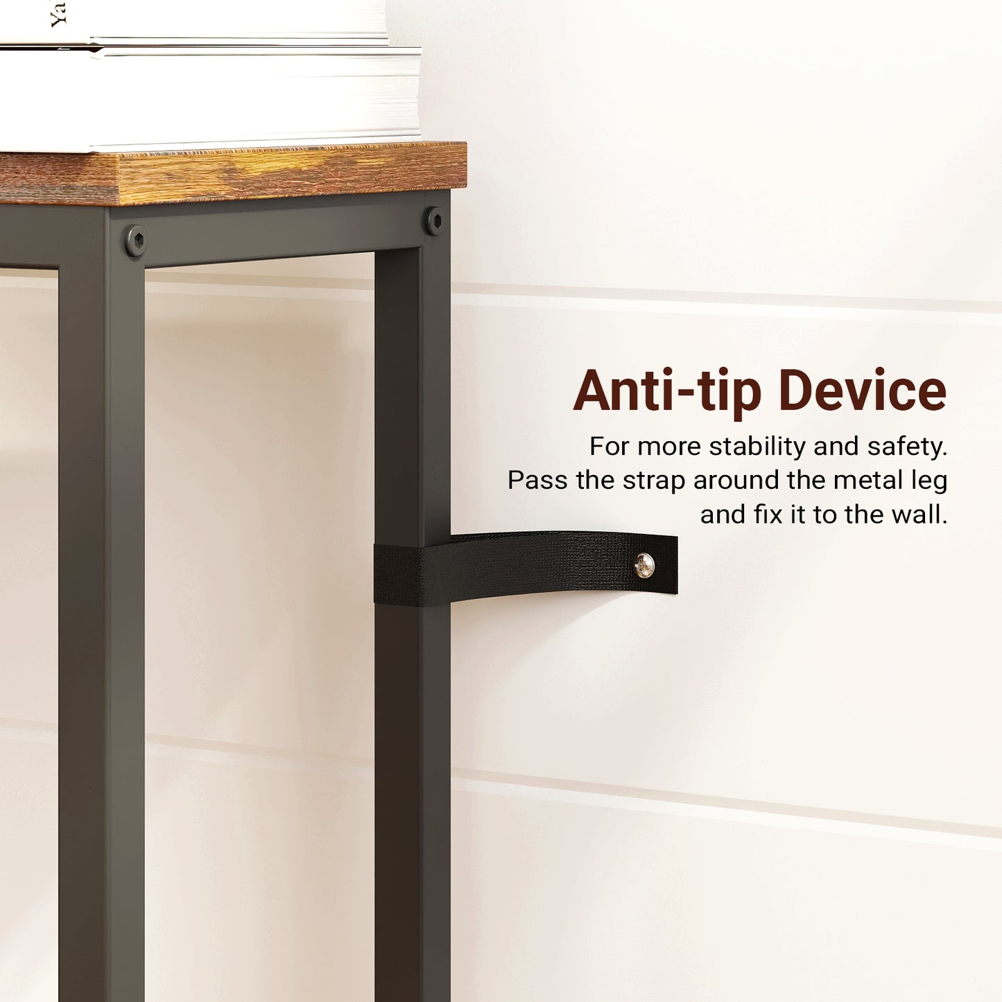 SUPERJARE 63’’ Narrow Console Table with 2 Power Outlets and 2 USB Ports - Vintage Brown, 7928FC