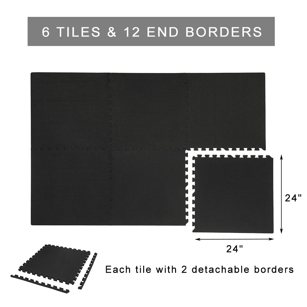 SUPERJARE Exercise Equipment Mats, Black - 9601D - SUPERJARE