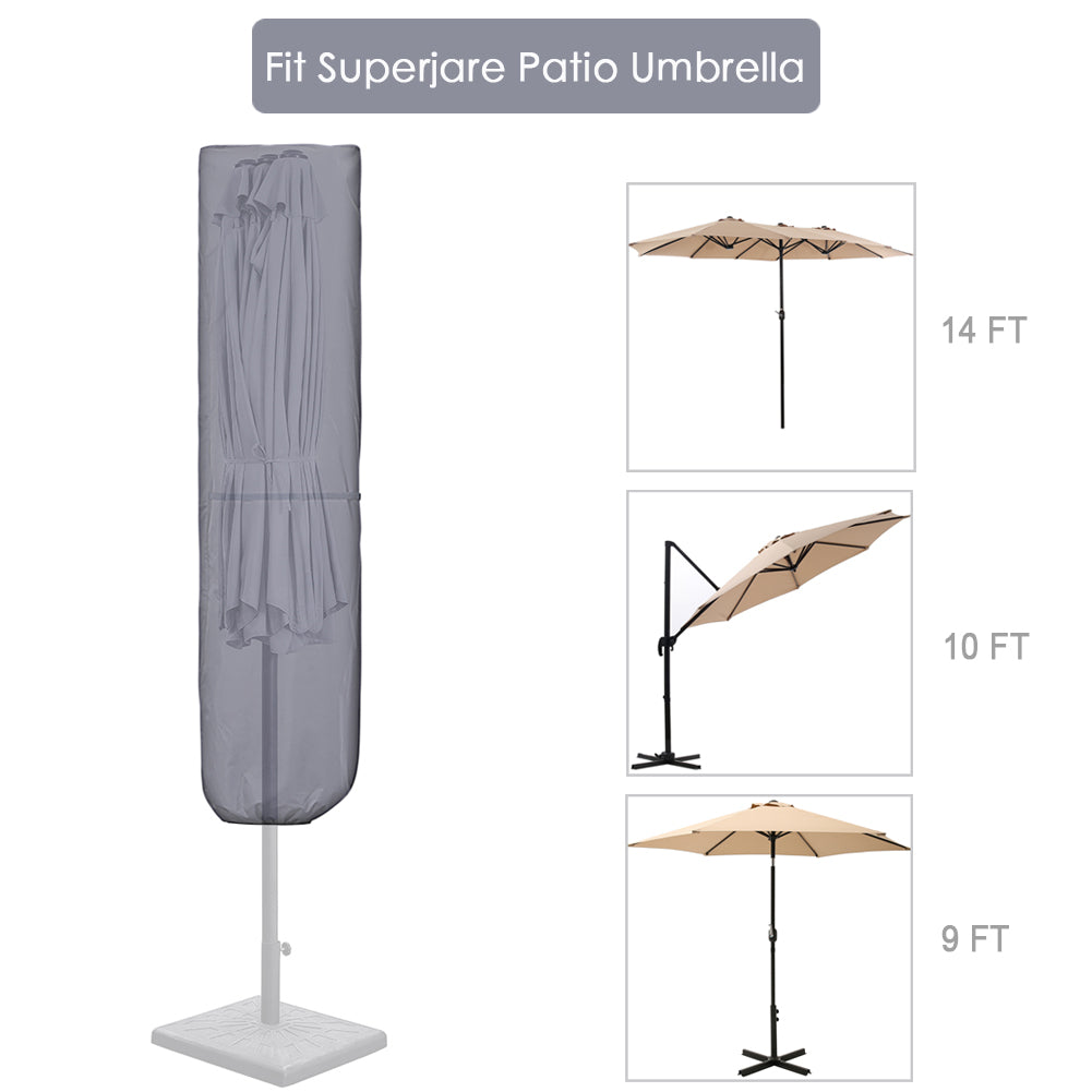 SUPERJARE Patio Umbrella Cover, Gray - 3202H - SUPERJARE
