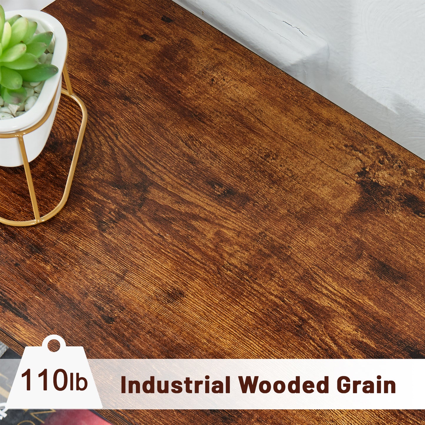 SUPERJARE Console Table with Power Outlets & USB Ports - Rustic Brown, 7925FC