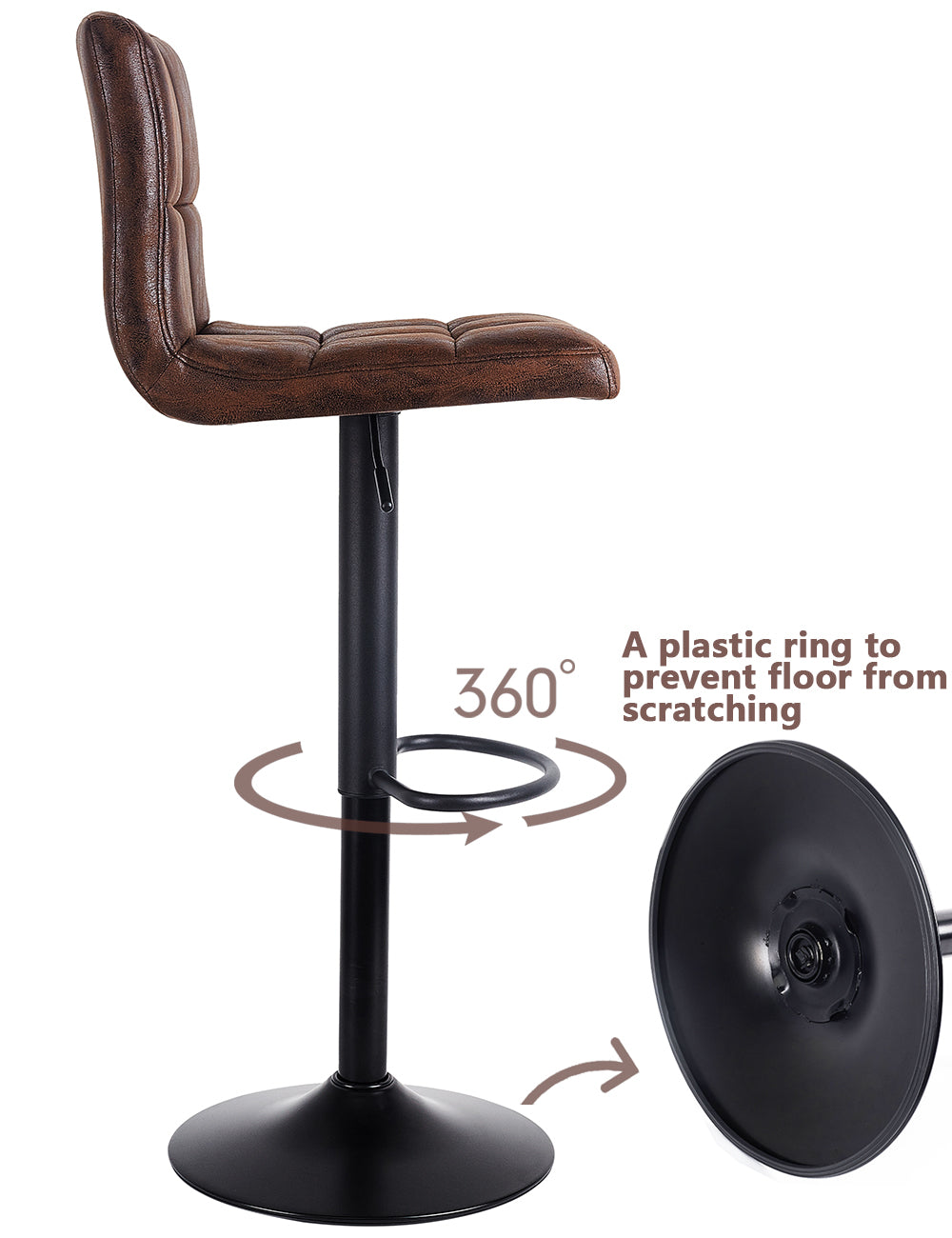 SUPERJARE Set of 2 Adjustable Bar Stools - SUPERJARE