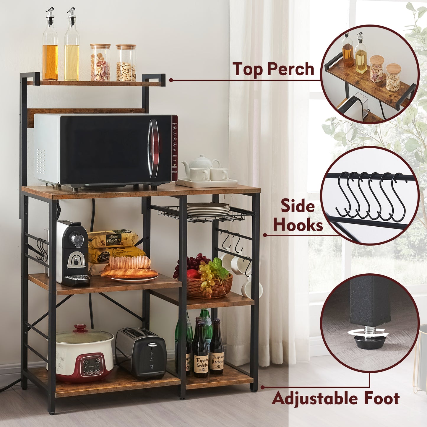 SUPERJARE Kitchen Baker’s Rack with Power Strip, 80919ZC