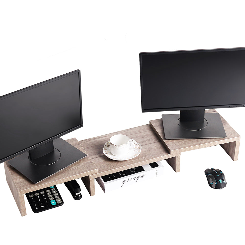SUPERJARE Adjustable Monitor Stand, Cream Gray - 80306H - SUPERJARE