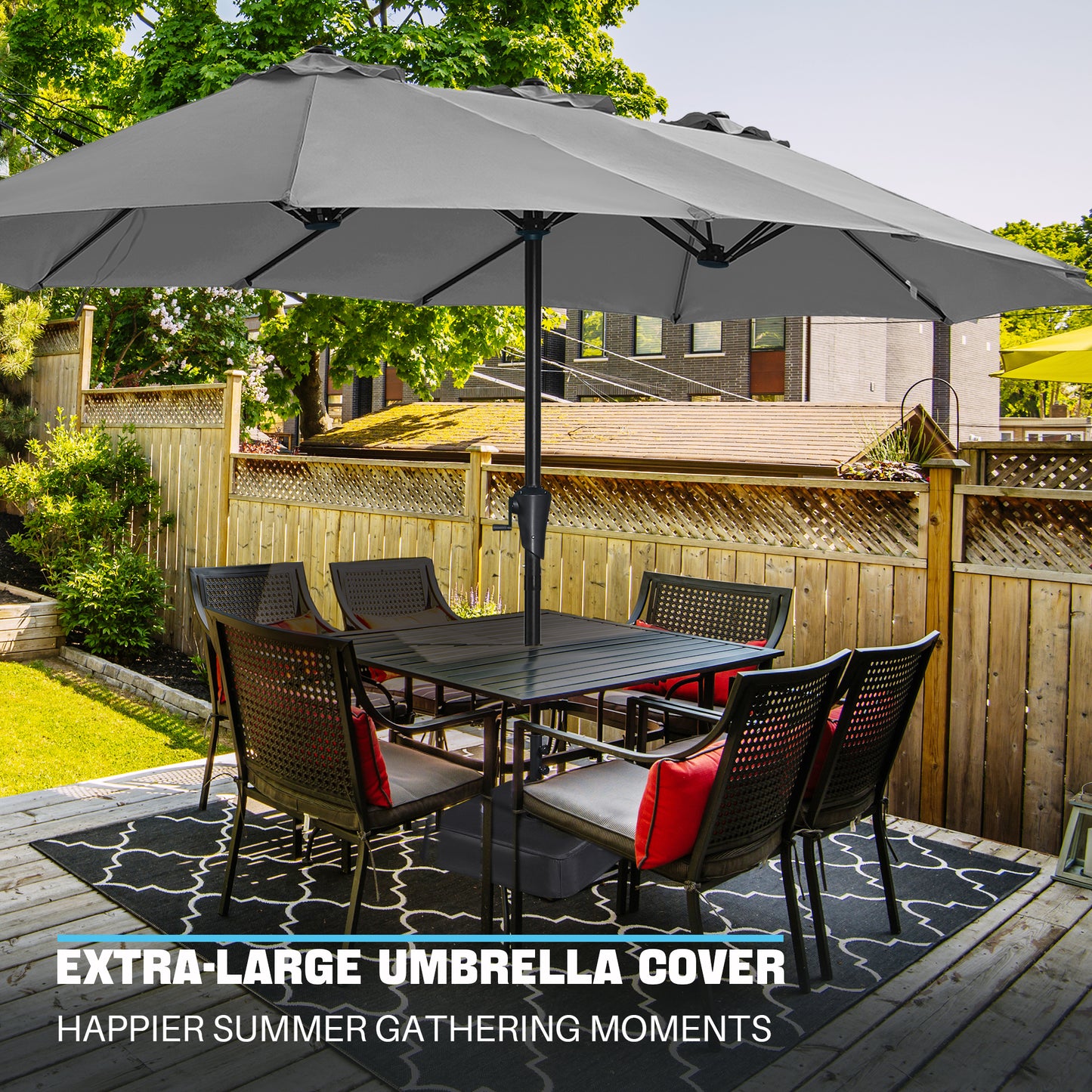 SUPERJARE 13FT Outdoor Umbrella for Patio, Double sided Pool Umbrellas with Fade Resistant Canopy, Large Table Umbrella for Deck, Market, Backyard