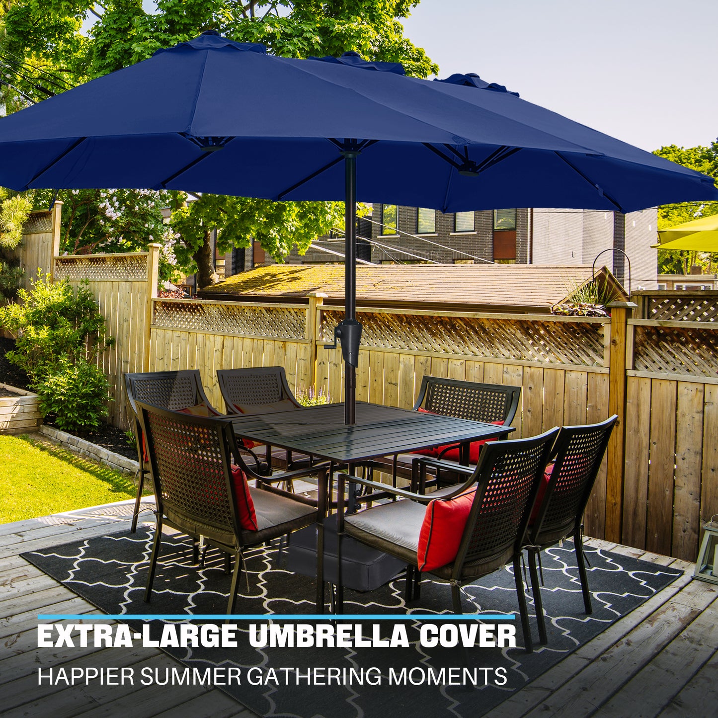 SUPERJARE 13FT Outdoor Umbrella for Patio, Double sided Pool Umbrellas with Fade Resistant Canopy, Large Table Umbrella for Deck, Market, Backyard - Navy Blue(No Base)