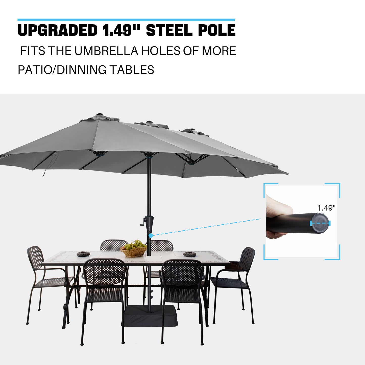 SUPERJARE 13FT Outdoor Umbrella for Patio, Double sided Pool Umbrellas with Fade Resistant Canopy, Large Table Umbrella for Deck, Market, Backyard