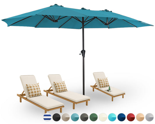 SUPERJARE 13FT Outdoor Umbrella for Patio, Double sided Pool Umbrellas with Fade Resistant Canopy, Large Table Umbrella for Deck, Market, Backyard - Lake Blue
