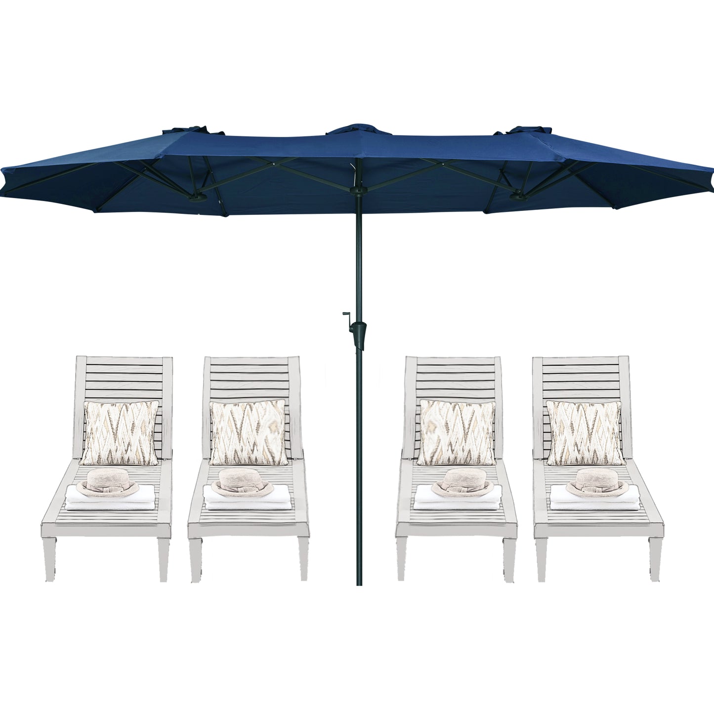 SUPERJARE 13FT Outdoor Umbrella for Patio, Double sided Pool Umbrellas with Fade Resistant Canopy, Large Table Umbrella for Deck, Market, Backyard - Navy Blue(No Base)
