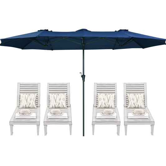 SUPERJARE 13FT Outdoor Umbrella for Patio, Double sided Pool Umbrellas with Fade Resistant Canopy, Large Table Umbrella for Deck, Market, Backyard - Navy Blue(No Base)