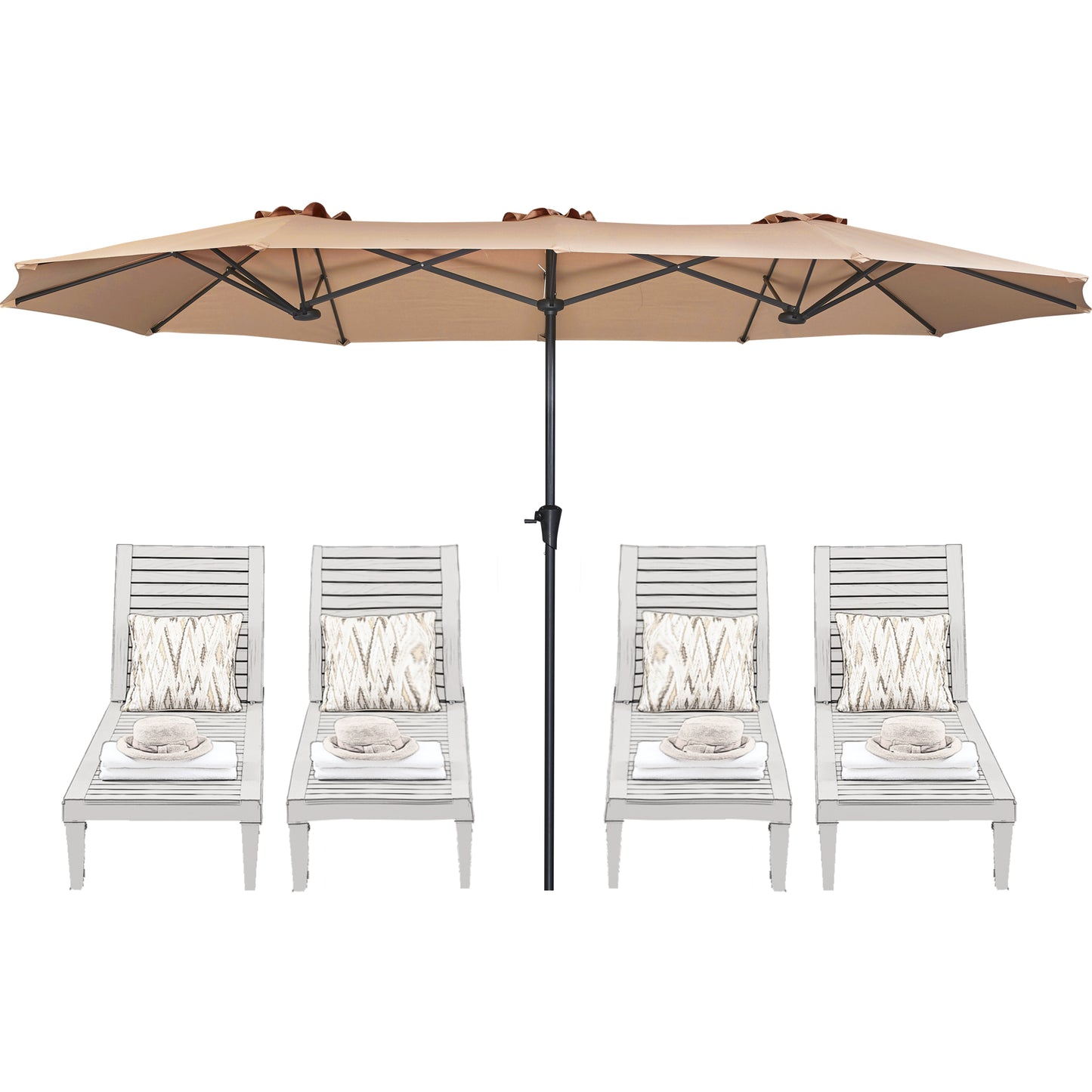 SUPERJARE 13FT Umbrella Outdoor Patio, Double sided Pool Umbrellas with Fade Resistant Canopy, Large Table Umbrella for Deck, Market, Backyard - Beige