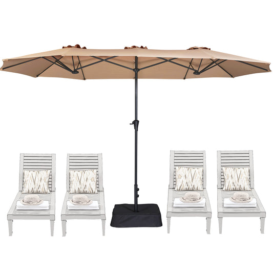SUPERJARE 13FT Outdoor Patio Umbrella with Base Included, Double Sided Pool Umbrellas with Fade Resistant Canopy, Large Table Umbrella for Deck, Market, Backyard-Beige