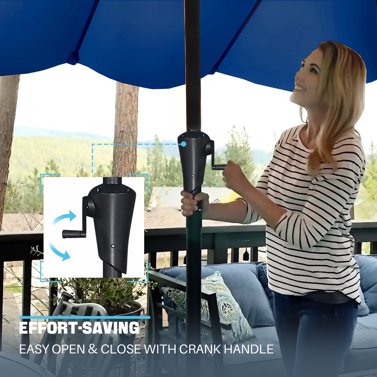 SUPERJARE 13FT Outdoor Umbrella for Patio, Double sided Pool Umbrellas with Fade Resistant Canopy, Large Table Umbrella for Deck, Market, Backyard - Navy Blue(No Base)