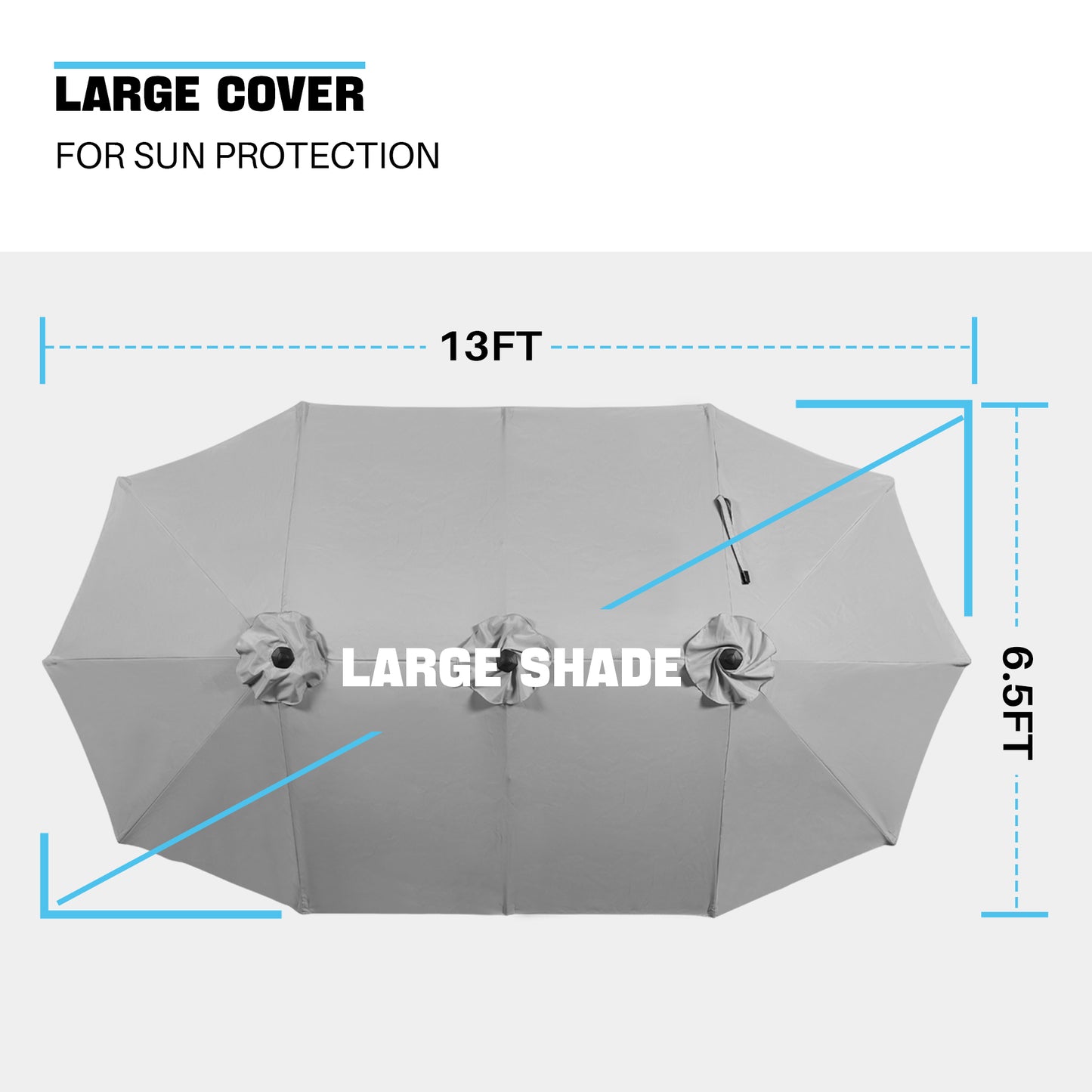 SUPERJARE 13FT Outdoor Umbrella for Patio, Double sided Pool Umbrellas with Fade Resistant Canopy, Large Table Umbrella for Deck, Market, Backyard