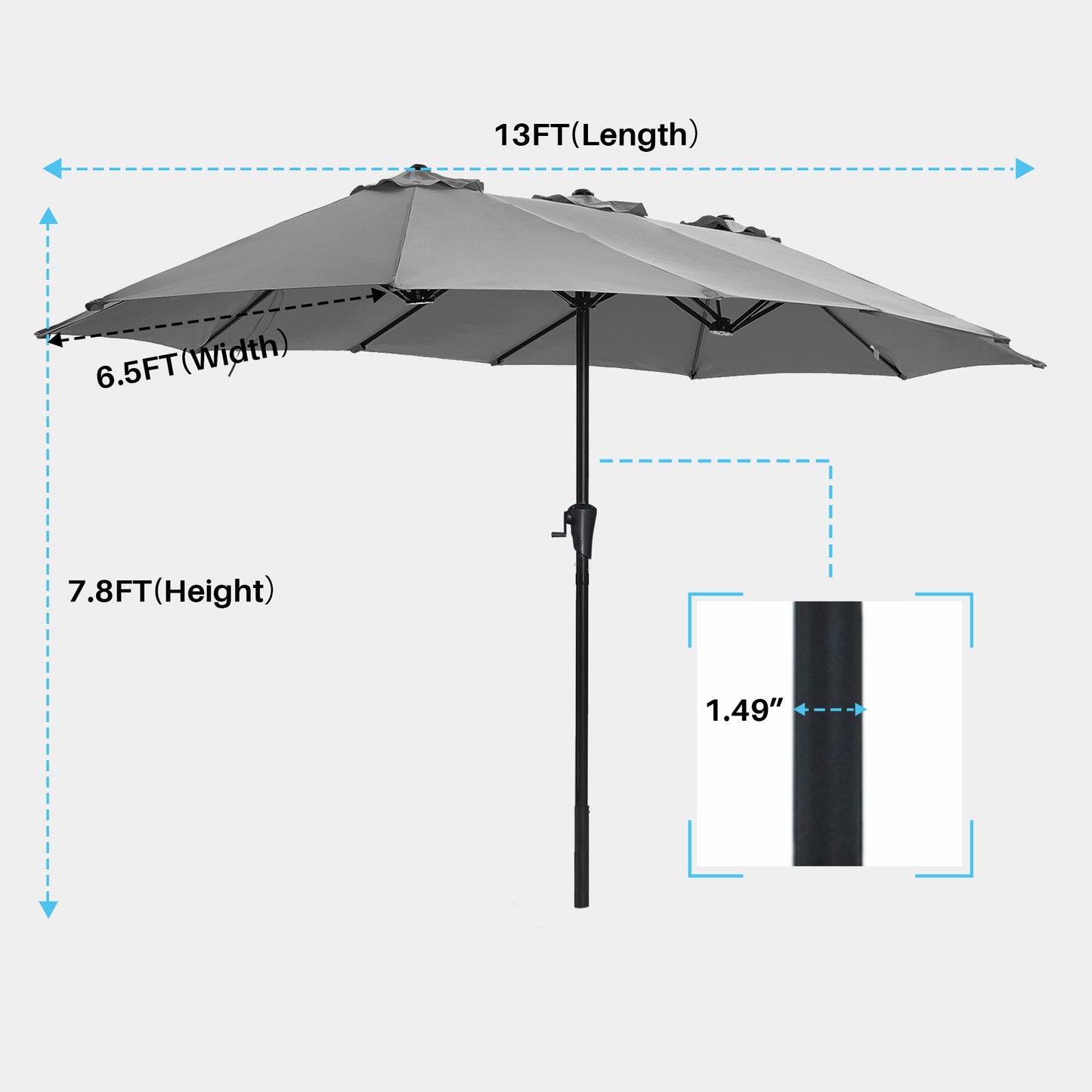 SUPERJARE 13FT Outdoor Umbrella for Patio, Double sided Pool Umbrellas with Fade Resistant Canopy, Large Table Umbrella for Deck, Market, Backyard