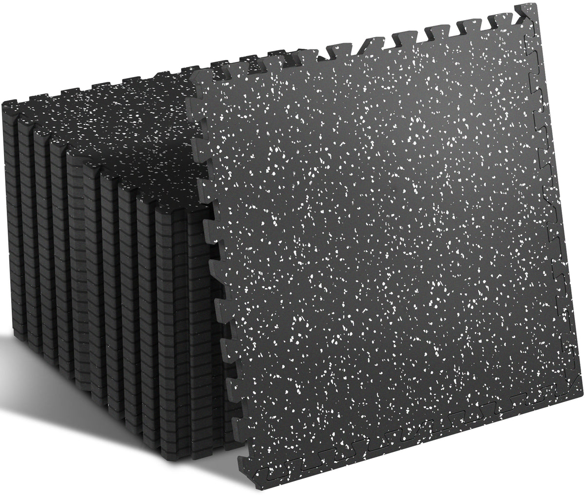 SUPERJARE 0.4'' Thick 24 Pcs 96 Sq Ft Rubber Top Exercise Equipment Mats High Density EVA Foam Mats with Rubber Top, Interlocking Gym Flooring for Home Gym, Protective Workout Mat, Black/Grey