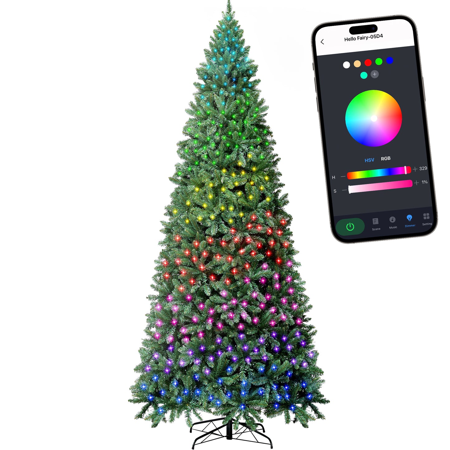 12ft Prelit Christmas Tree with 1100 LED Lights, Artificial Christmas Tree with App-Controlled Multi-Color RGB Lights, 3993 Branch Tips, Easy to Assemble, for Home, Party