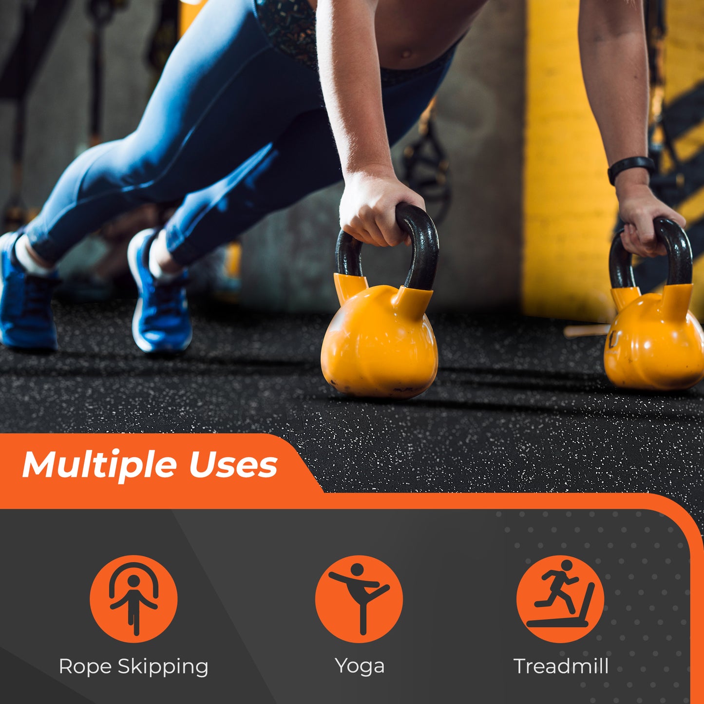 SUPERJARE 0.4'' Thick 48 Pcs 192 Sq Ft Rubber Top Exercise Equipment Mats, High Density EVA Foam Mats with Rubber Top, Interlocking Gym Flooring for Home Gym, Protective Workout Mat, Black/Grey