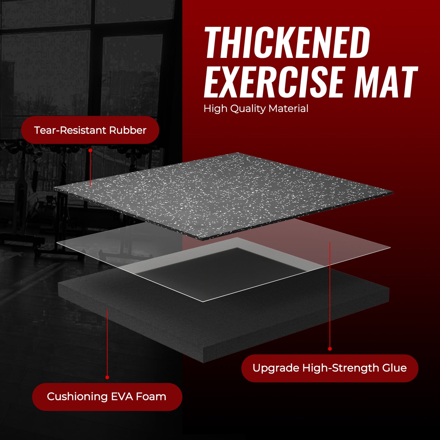 SUPERJARE 0.4'' Thick 24 Pcs 96 Sq Ft Rubber Top Exercise Equipment Mats High Density EVA Foam Mats with Rubber Top, Interlocking Gym Flooring for Home Gym, Protective Workout Mat, Black/Grey
