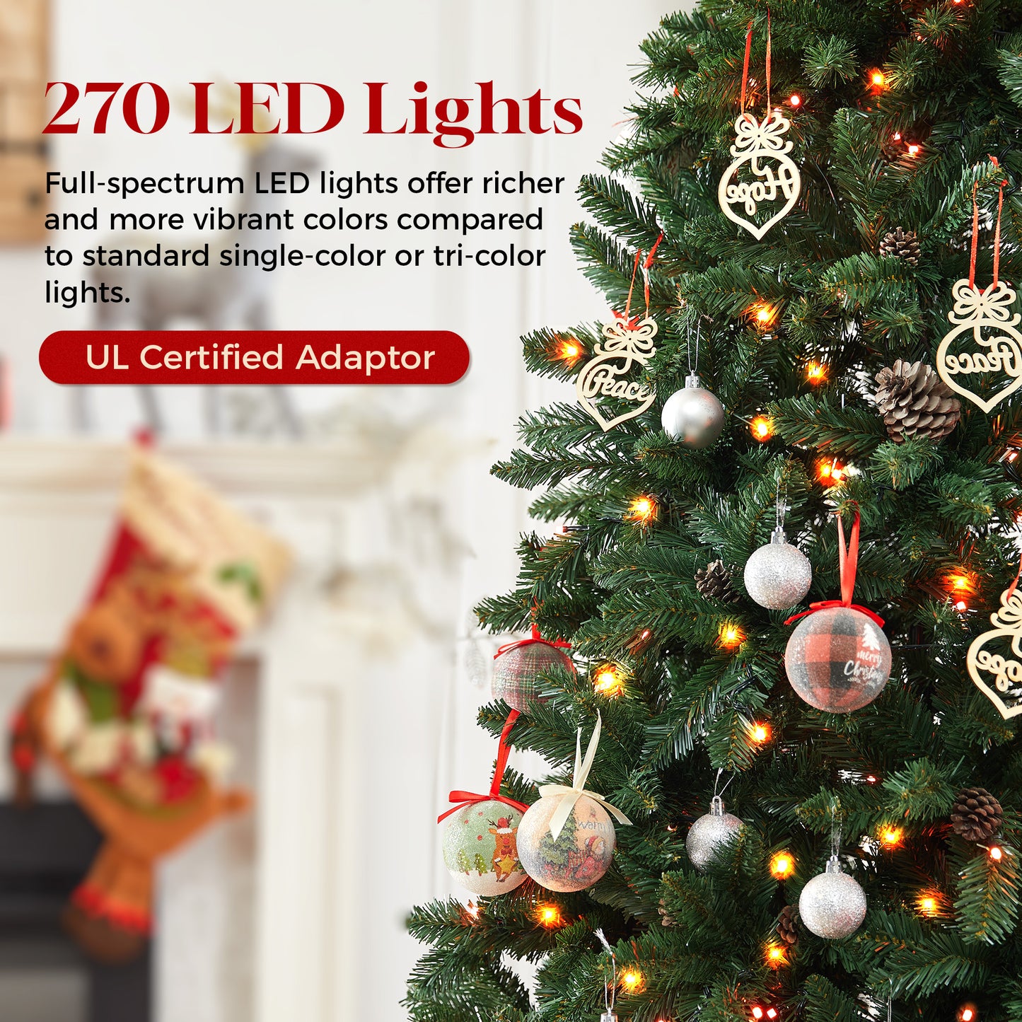 6ft Prelit Christmas Tree with 270 LED Lights, Artificial Christmas Tree with App-controlled Multi-Color RGB Lights, 1072 Branch Tips, Easy to Assemble, for Home, Party