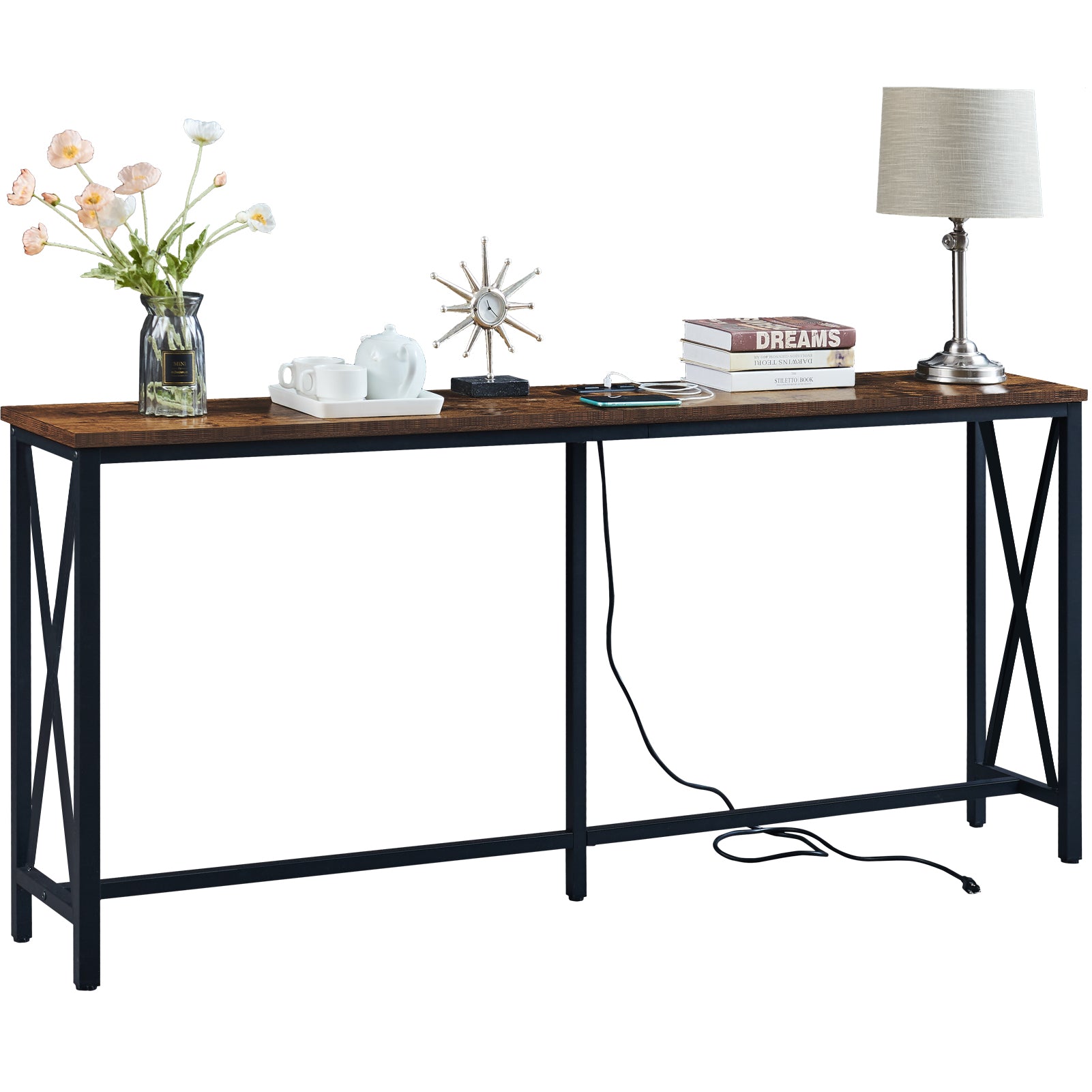 HOOBRO 70.9 Narrow Console Table Entryway Table Behind Couch