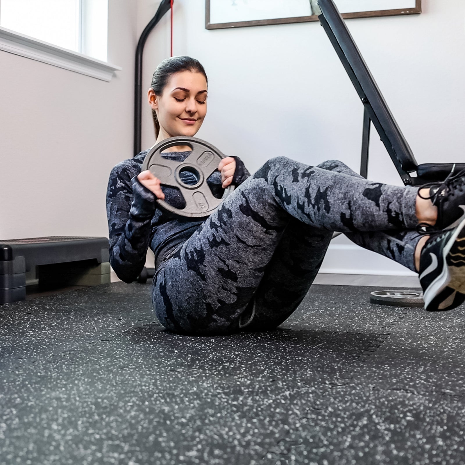 Rubber Gym Flooring Gym Floor Mat Thick 24 Sq Ft Gym