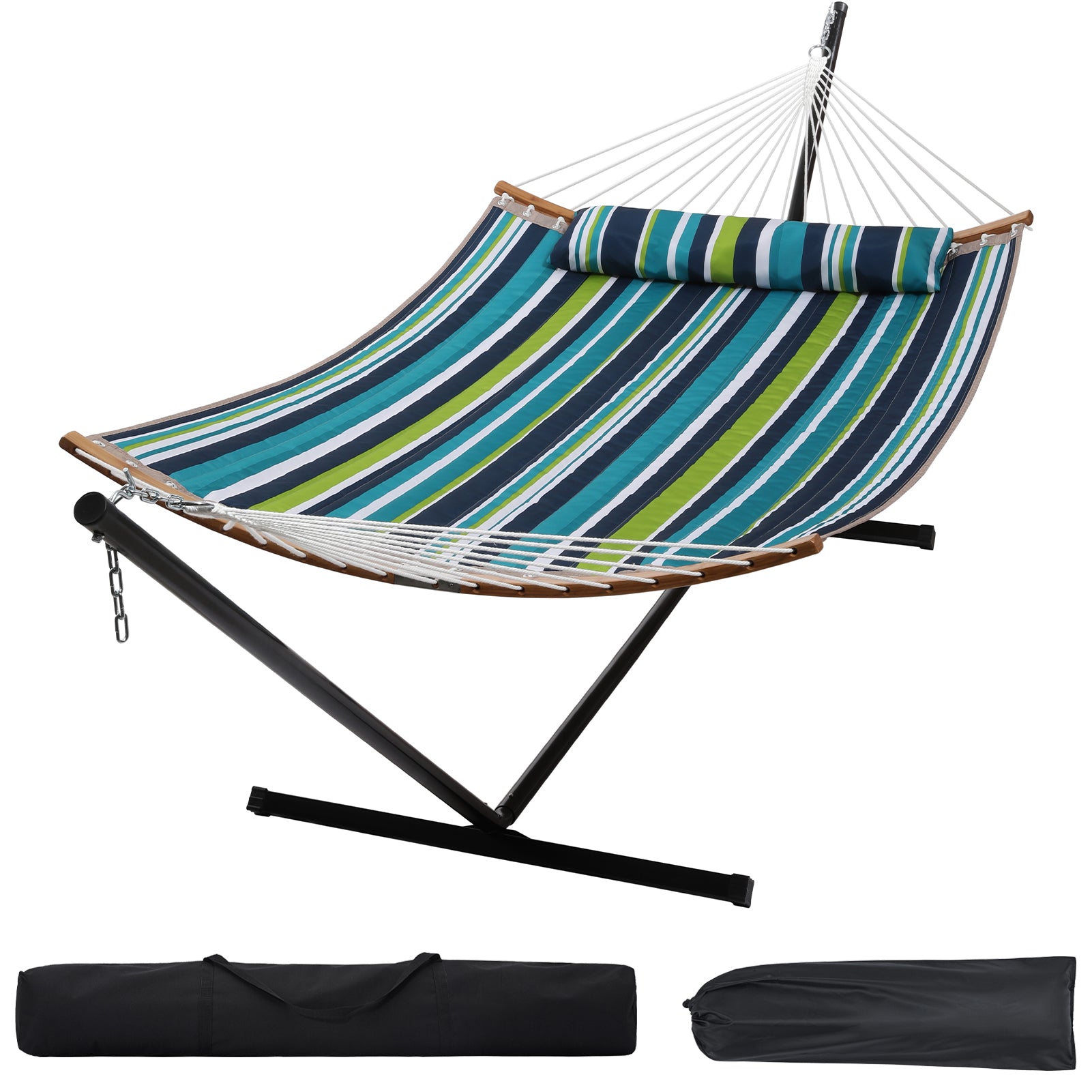 SUPERJARE 12FT Double Hammock with Stand, Dark Cyan - 3702GT - SUPERJARE