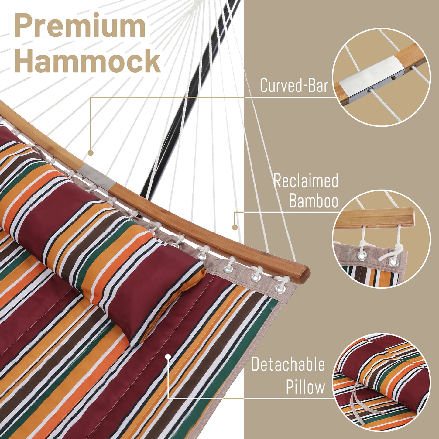 SUPERJARE Hammock with Stand - Maple-Leaf Red, 3702W