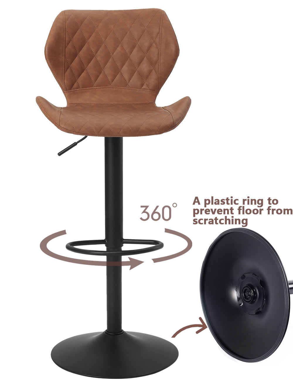 SUPERJARE Set of 2 Adjustable Bar Stools - SUPERJARE