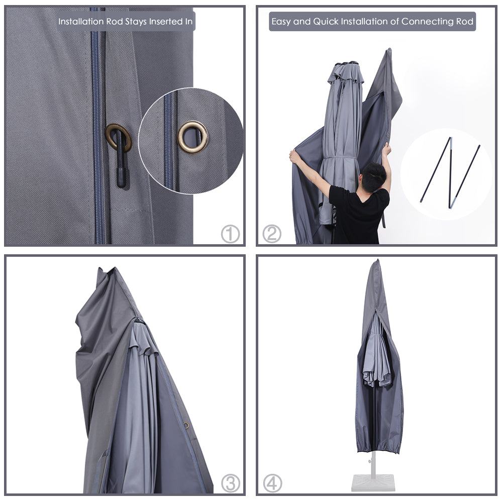 SUPERJARE Patio Umbrella Cover, Gray - 3202H - SUPERJARE
