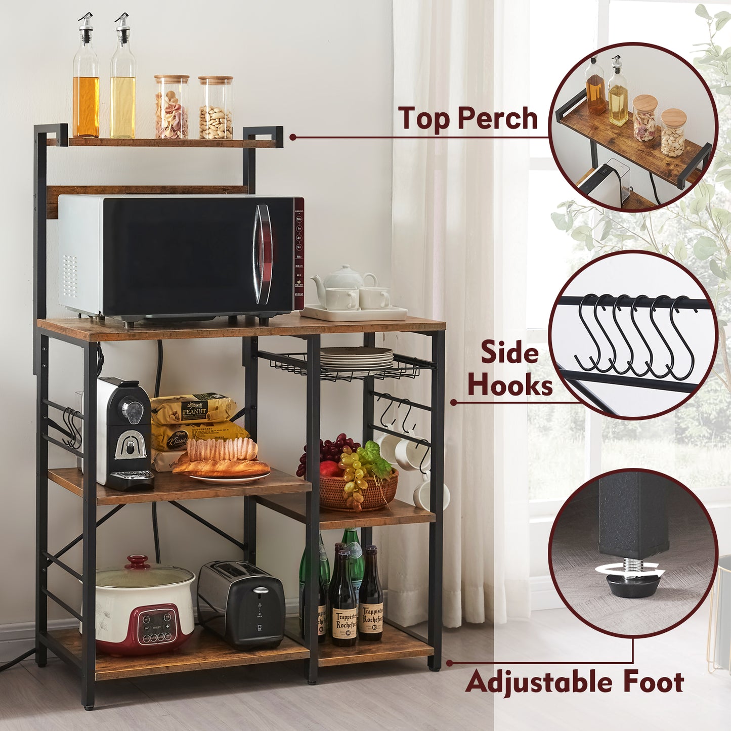 SUPERJARE Kitchen Baker’s Rack with Power Strip, 80919FC