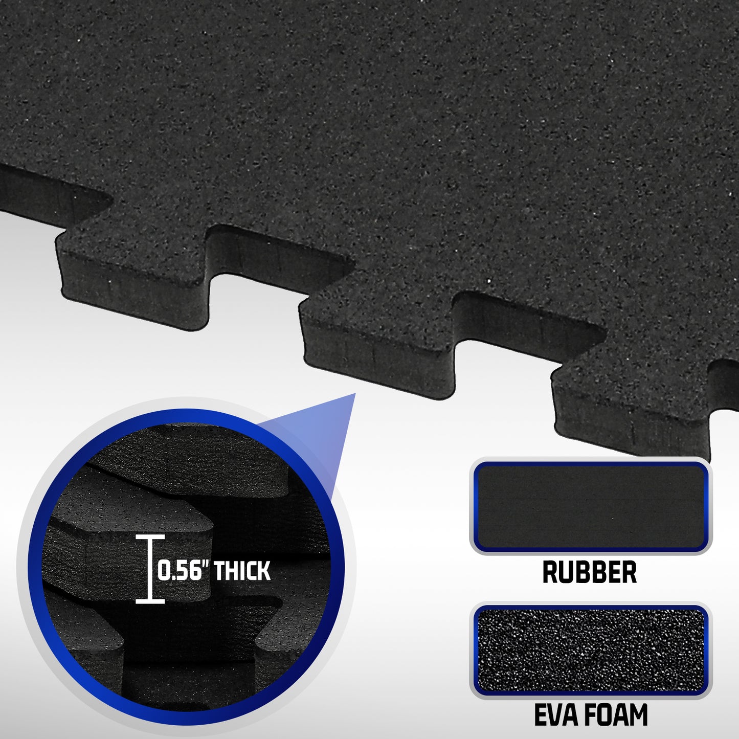 SUPERJARE 056“ Thick Exercise Equipment Mats, EVA Foam Mats with Rubber Top - 9602D